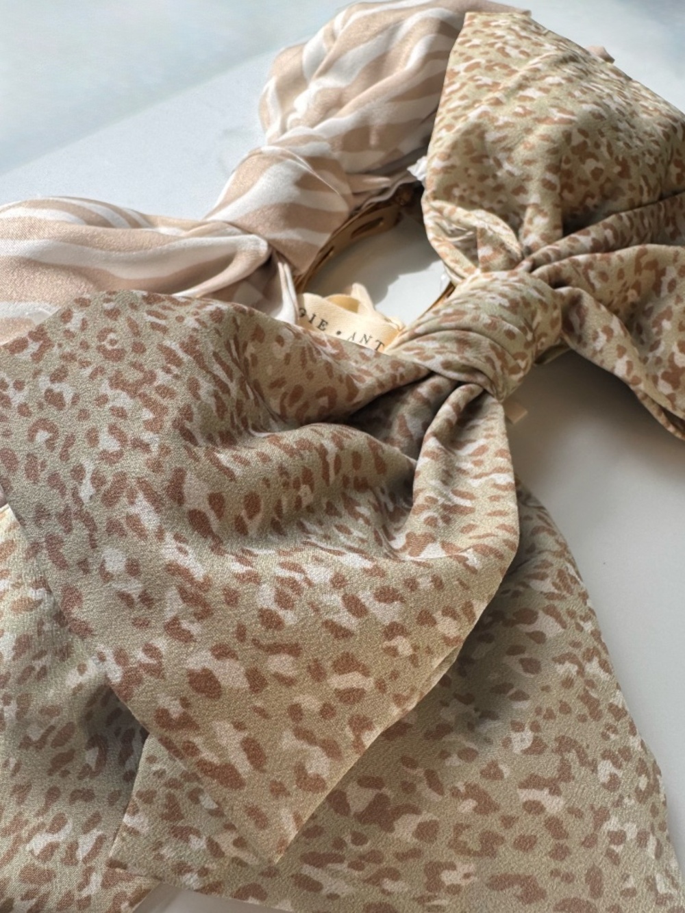 Anthro Bow Headband Set Neutral Beige Sage Leopard Zebra Coquette J.Crew